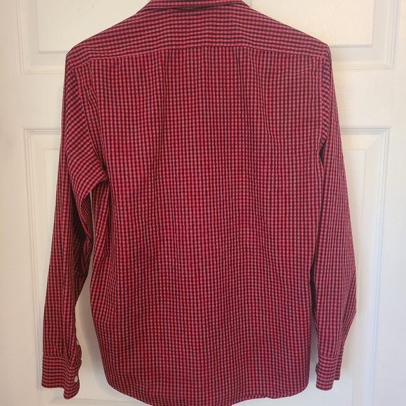 (1550) Michael Strahan Boy's Long Sleeve Dress Shirt. 18 Red/Black Checker - Picture 6 of 6